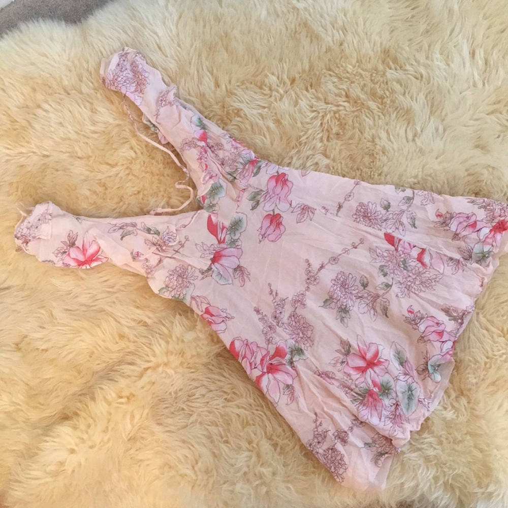 Pink Floral Wrap Dress